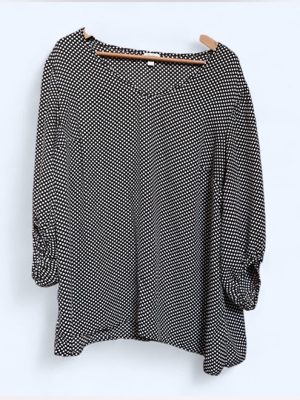 Avenue Black and White Polka Dot Tunic Top